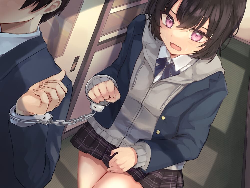 【おしっこ我慢/お漏らし】手錠に繋がれたままおしっこを我慢する後輩ちゃん サンプル画像 2