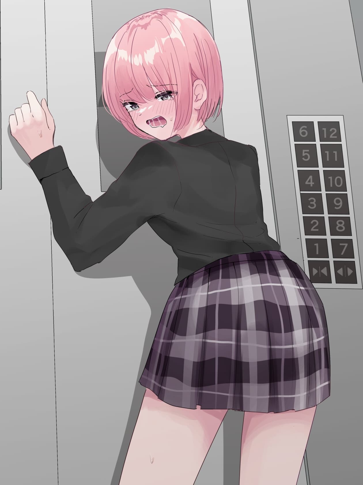 【おしっこ我慢/お漏らし】幼馴染のお姉ちゃんとエレベーターに閉じ込められて… サンプル画像 2