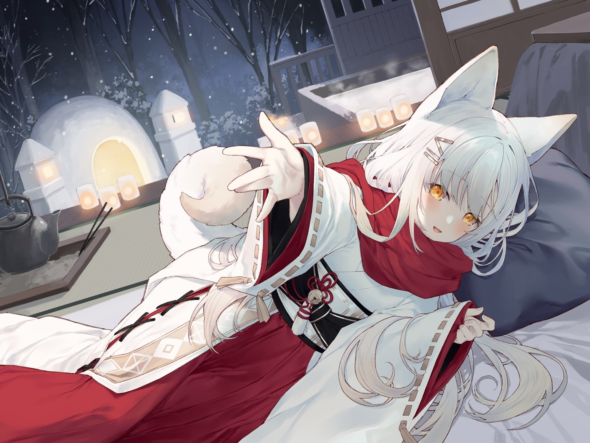 【耳かき・犬吸い・添い寝】やおよろ温泉郷 ～白柴犬神ひなたの過保護なあなた専用ぽかぽかお姉さんの溺愛ご奉仕～【CV.和氣あず未】 サンプル画像 1