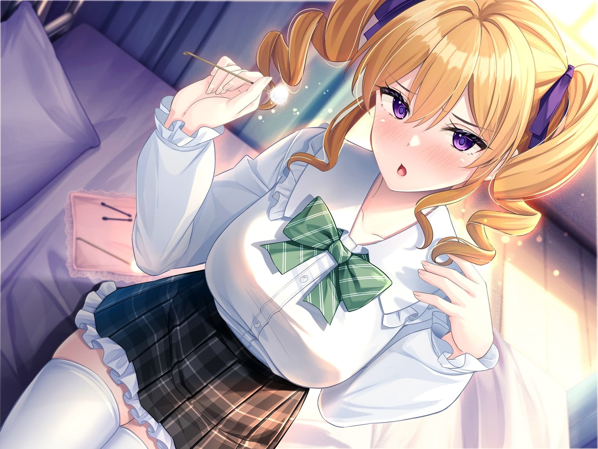 【かりかり耳かき×吐息いっぱいお耳ふー】保健室の天使たちに心まで癒されて～お嬢様の膝枕で幸せいっぱいドキドキお耳かき～【CV.大森綺星】 サンプル画像 1