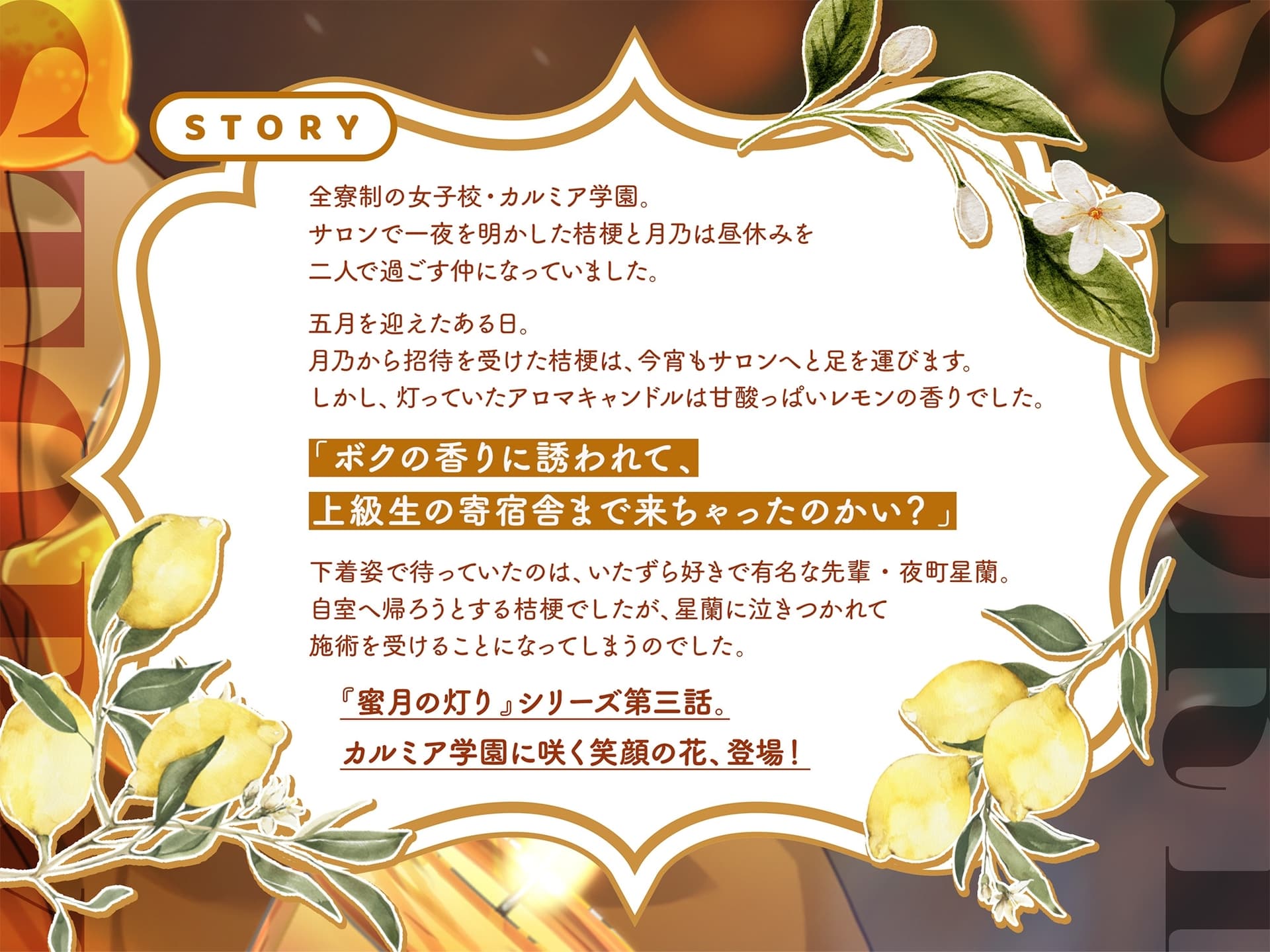 【百合ASMR】寄宿舎エステサロン 蜜月の灯りIII -夜町星蘭コース- サンプル画像 1