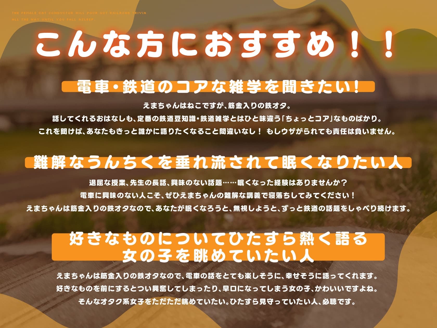 えまのお話聞いて?-メ○ガキねこ車掌にあなたが眠るまでずっと鉄道雑学を流し込まれる音声- サンプル画像 2