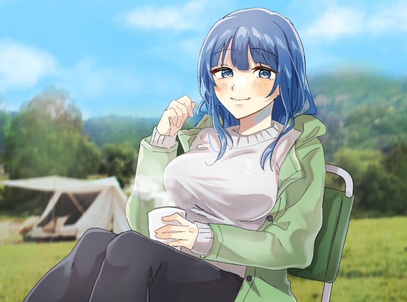 ソロキャンから始まる爆乳ダウナー美女とのイチャあまで幸せな日常【癒し/ラブラブ/キャンプ】 サンプル画像 2