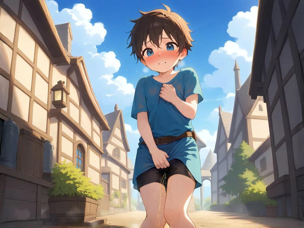 【おしっこ我慢】お地蔵さまに小便かけたら、おしっこ止まらなくなっちゃった男の子 サンプル画像 1