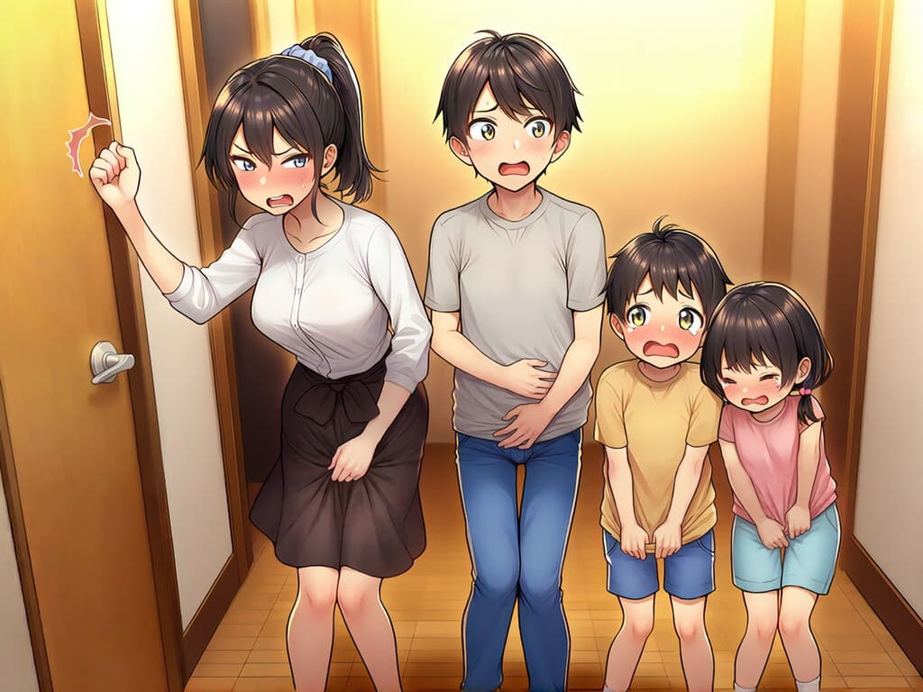 【おしっこ我慢】がまんの限界！ トイレのドアをドンドン叩きまくる！ サンプル画像 1