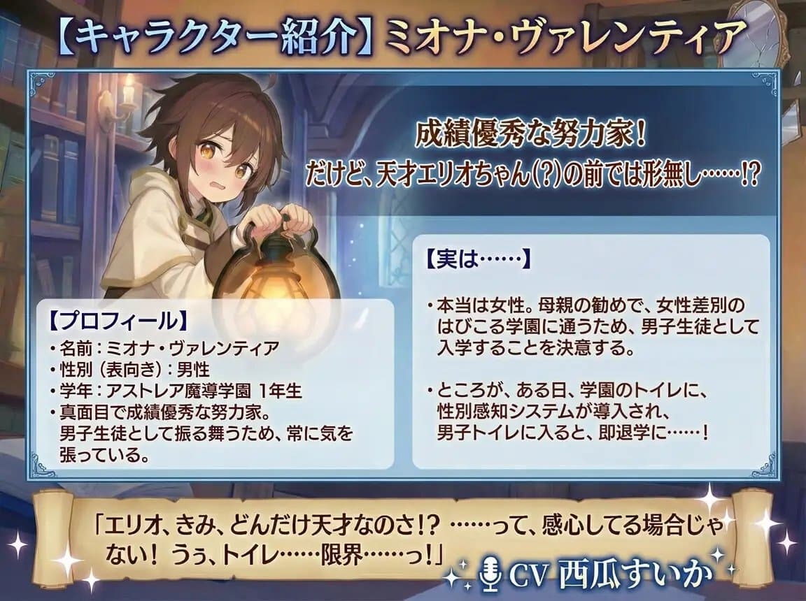 【おしがま × 叙述トリック】男装ミオナちゃんと女装エリオくん サンプル画像 3