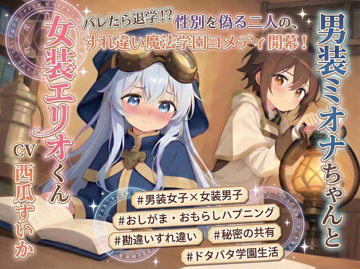 【おしがま × 叙述トリック】男装ミオナちゃんと女装エリオくん サンプル画像 6