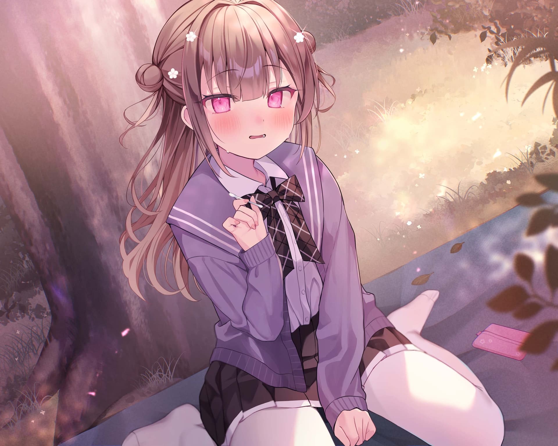 高嶺の花と森の中✨～蝶華女子高校1年2組 恥じらいながらも距離を詰めてくる後輩系女子高生 新妻華妃～【CV.中澤ミナ】 サンプル画像 3