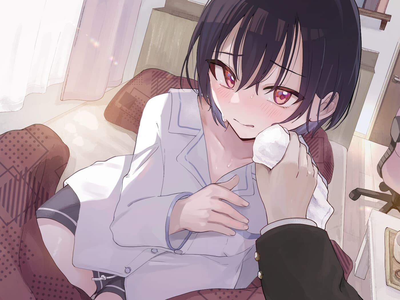 弱ってる女の子を看病する サンプル画像 1