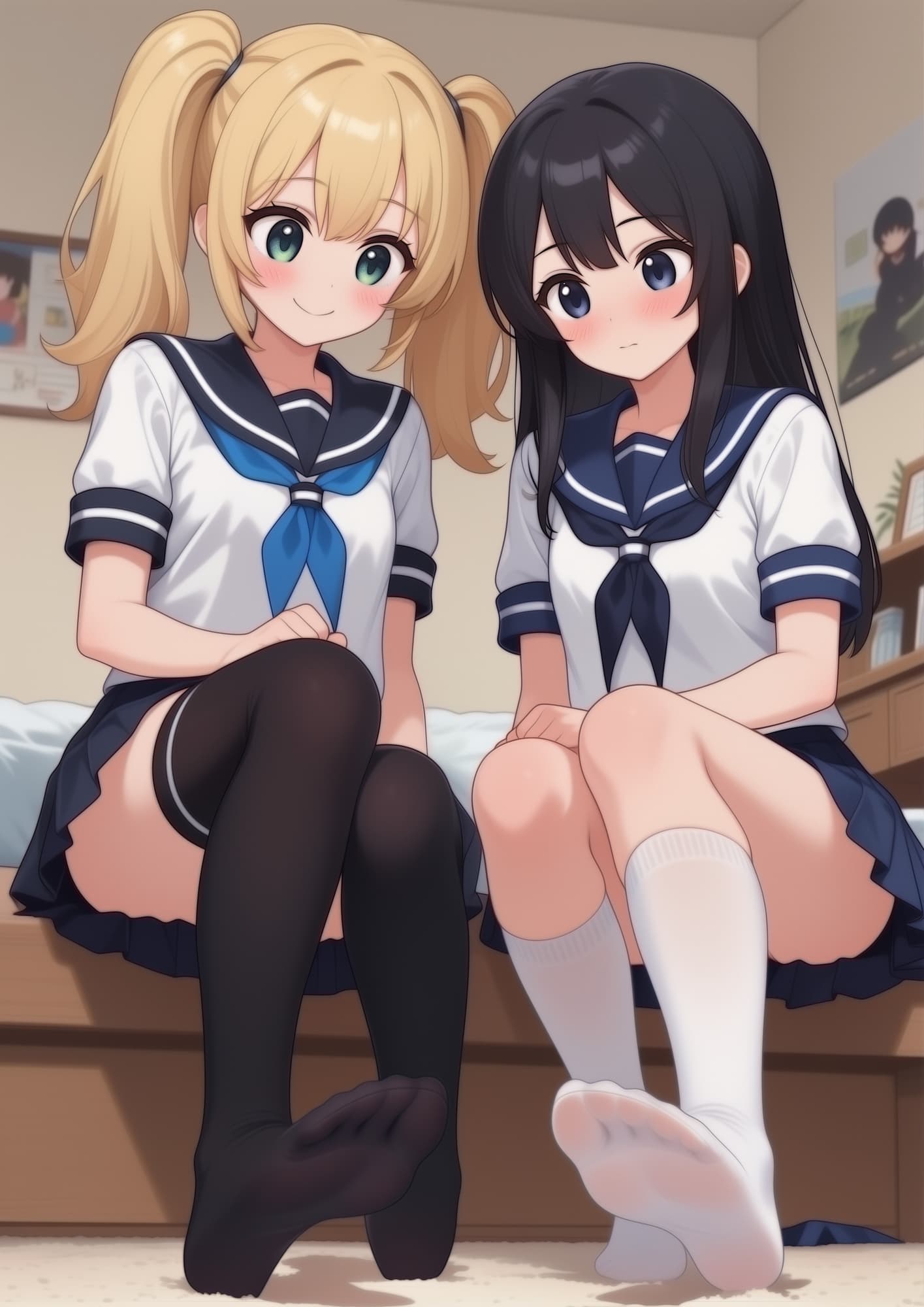 足奴○ペット(靴下種)とJK2人のムレムレ足臭お預けご褒美 サンプル画像 1